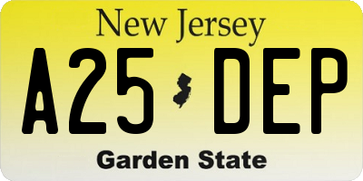 NJ license plate A25DEP