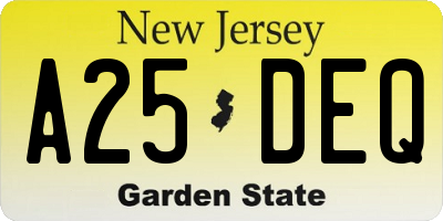 NJ license plate A25DEQ