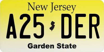 NJ license plate A25DER