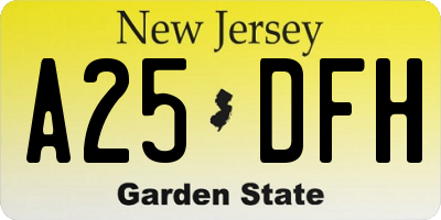 NJ license plate A25DFH