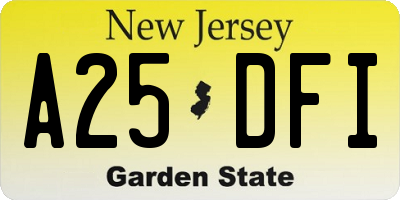 NJ license plate A25DFI