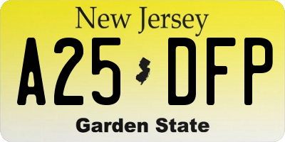 NJ license plate A25DFP