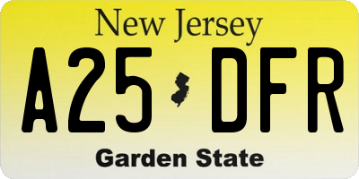 NJ license plate A25DFR
