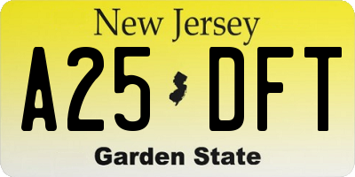 NJ license plate A25DFT