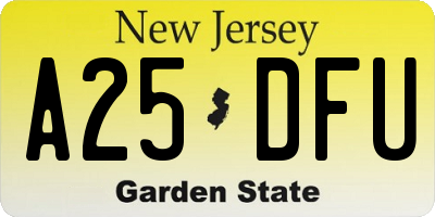 NJ license plate A25DFU