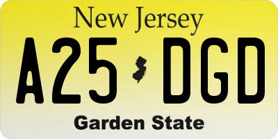 NJ license plate A25DGD