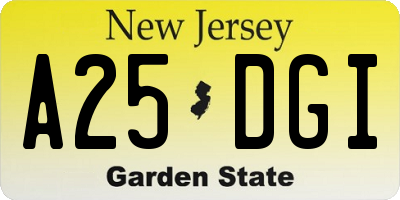 NJ license plate A25DGI