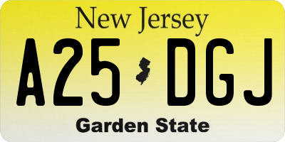 NJ license plate A25DGJ
