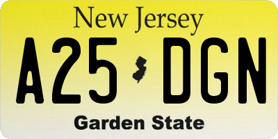 NJ license plate A25DGN