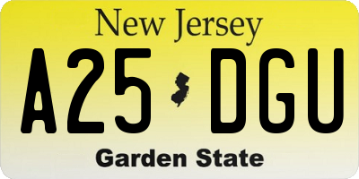 NJ license plate A25DGU