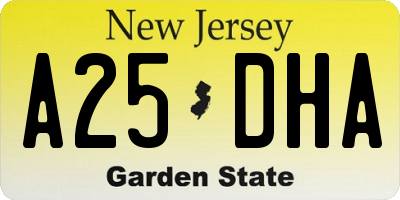 NJ license plate A25DHA