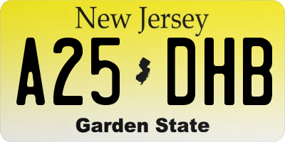 NJ license plate A25DHB