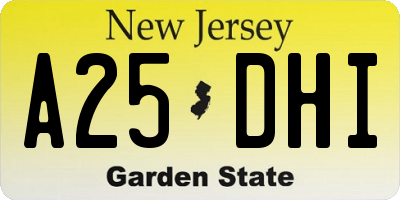 NJ license plate A25DHI