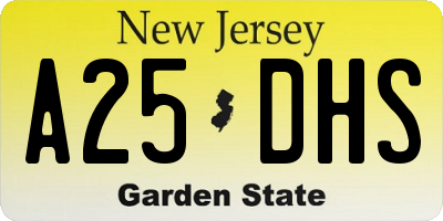 NJ license plate A25DHS