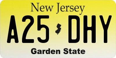 NJ license plate A25DHY