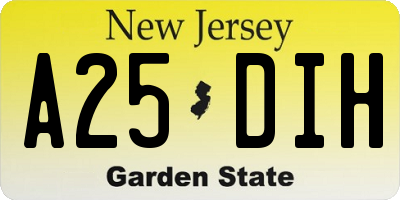 NJ license plate A25DIH