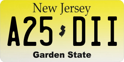 NJ license plate A25DII