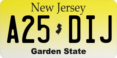 NJ license plate A25DIJ
