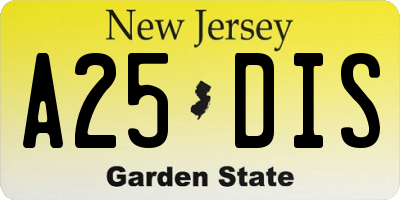 NJ license plate A25DIS