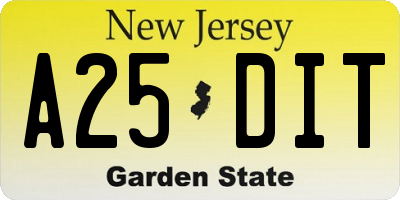 NJ license plate A25DIT