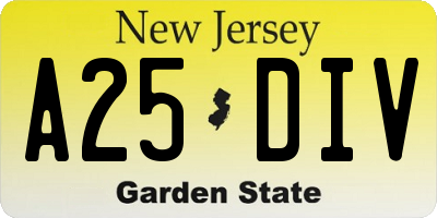 NJ license plate A25DIV