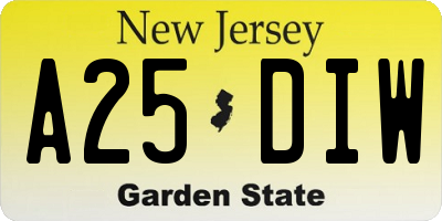NJ license plate A25DIW