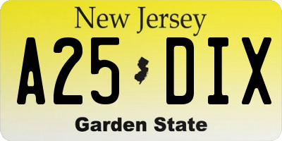 NJ license plate A25DIX