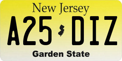 NJ license plate A25DIZ