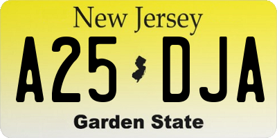 NJ license plate A25DJA
