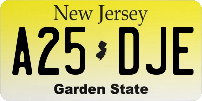 NJ license plate A25DJE