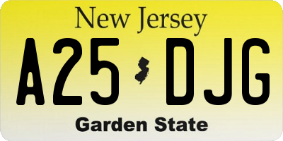 NJ license plate A25DJG