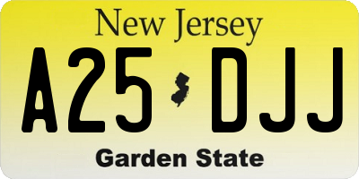 NJ license plate A25DJJ
