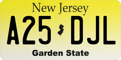 NJ license plate A25DJL