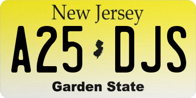 NJ license plate A25DJS
