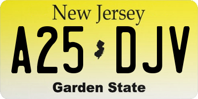NJ license plate A25DJV