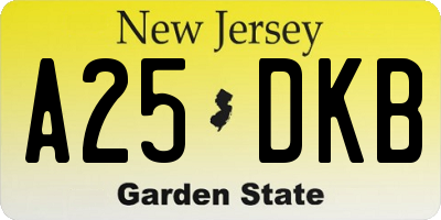NJ license plate A25DKB