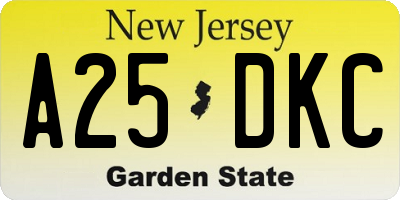 NJ license plate A25DKC
