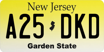 NJ license plate A25DKD