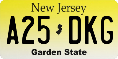 NJ license plate A25DKG