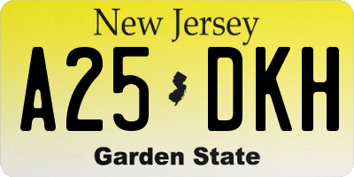 NJ license plate A25DKH