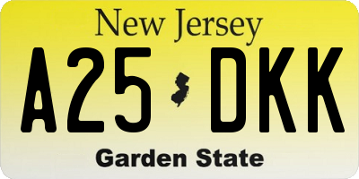 NJ license plate A25DKK