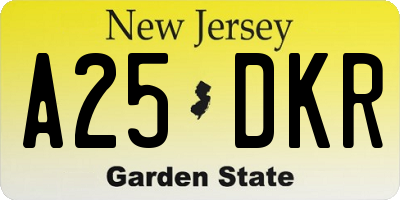 NJ license plate A25DKR