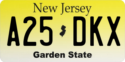 NJ license plate A25DKX