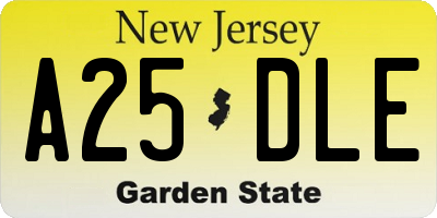 NJ license plate A25DLE