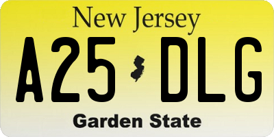 NJ license plate A25DLG