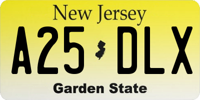 NJ license plate A25DLX