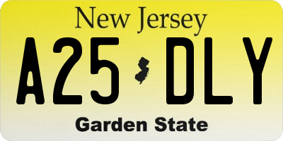 NJ license plate A25DLY