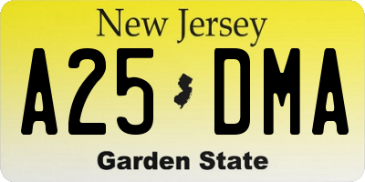 NJ license plate A25DMA