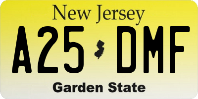 NJ license plate A25DMF