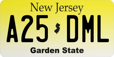 NJ license plate A25DML